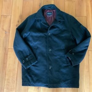 London Fog black wool pea coat size L